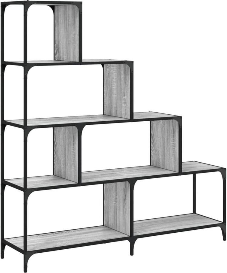The Living Store Boekenkast 4-laags 139x33 5x149 cm bewerkt hout grijs sonoma Boekenkast Houten Boekenkast Grijze Boekenkast Eiken Boekenkast Vintage Boekenkast - Foto 2