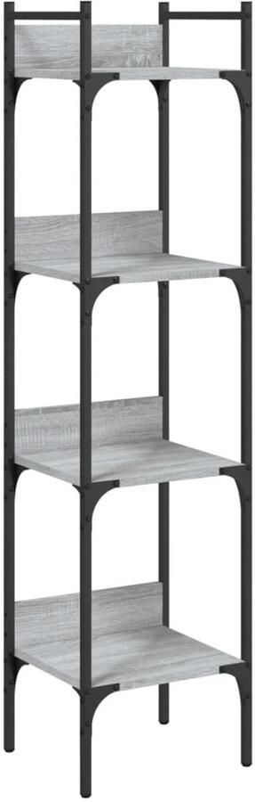 The Living Store Boekenkast 4-laags 35x30x138 5 cm bewerkt hout grijs sonoma Boekenkast Houten Boekenkast Grijze Boekenkast Compacte Boekenkast Opbergkast - Foto 2