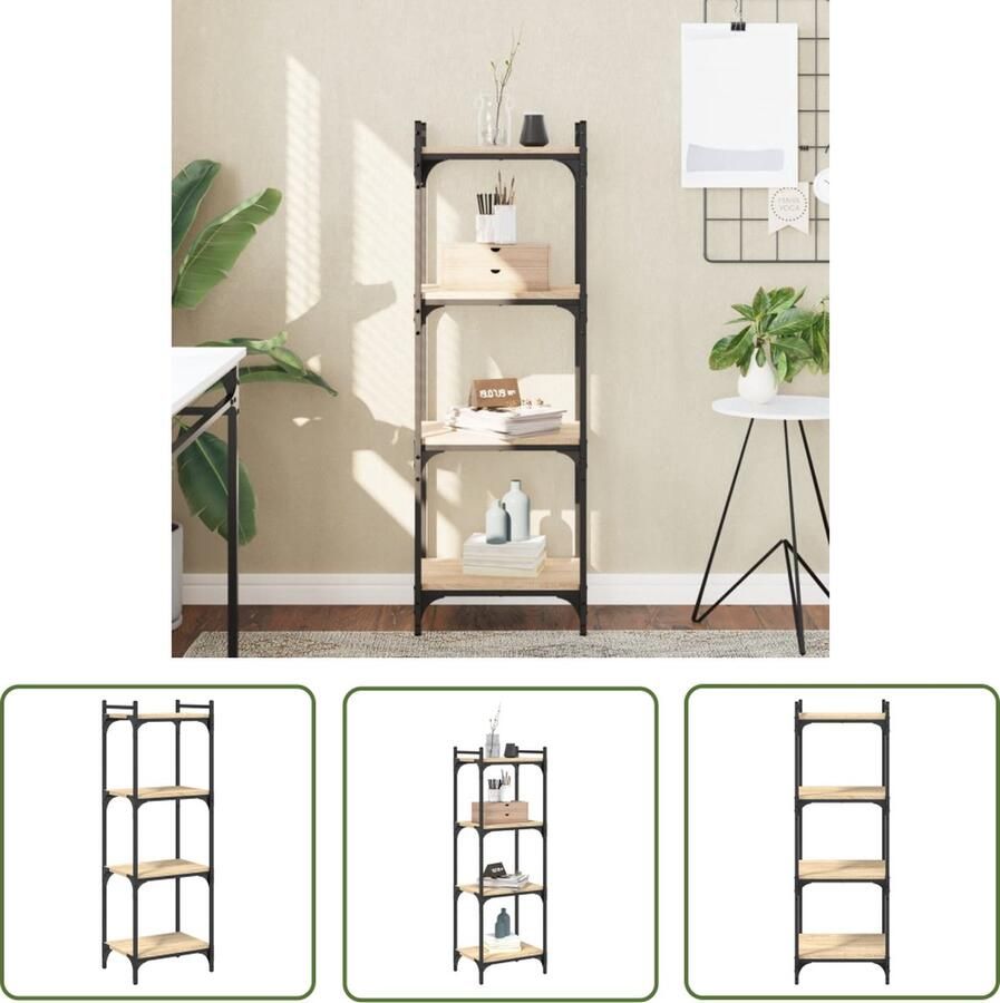 The Living Store Boekenkast Sonoma Eiken 40x30x120 cm Verstelbare poten Boekenkast Houten Boekenkast Sonoma Eiken Boekenkast Boekenplank Opslagmogelijkheden