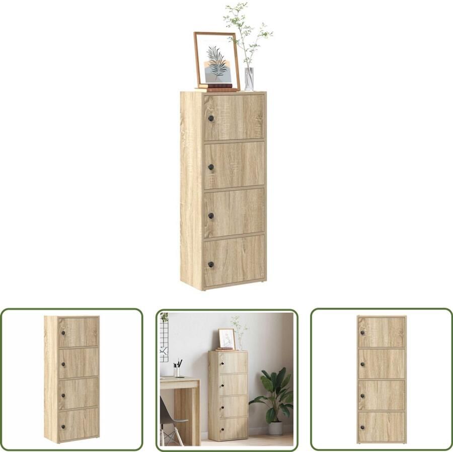 The Living Store Boekenkast 40x24x102 cm bewerkt hout betongrijs Boekenkast Houten Boekenkast Opslagoplossing Decoratief Meubel Betongrijze Boekenkast