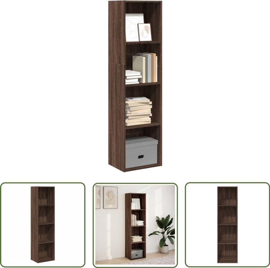 The Living Store Boekenkast 40x30x152 cm bewerkt hout bruin eikenkleurig Boekenkast Houten Boekenkast Opbergkast Bibliotheekkast Livingroom Furniture