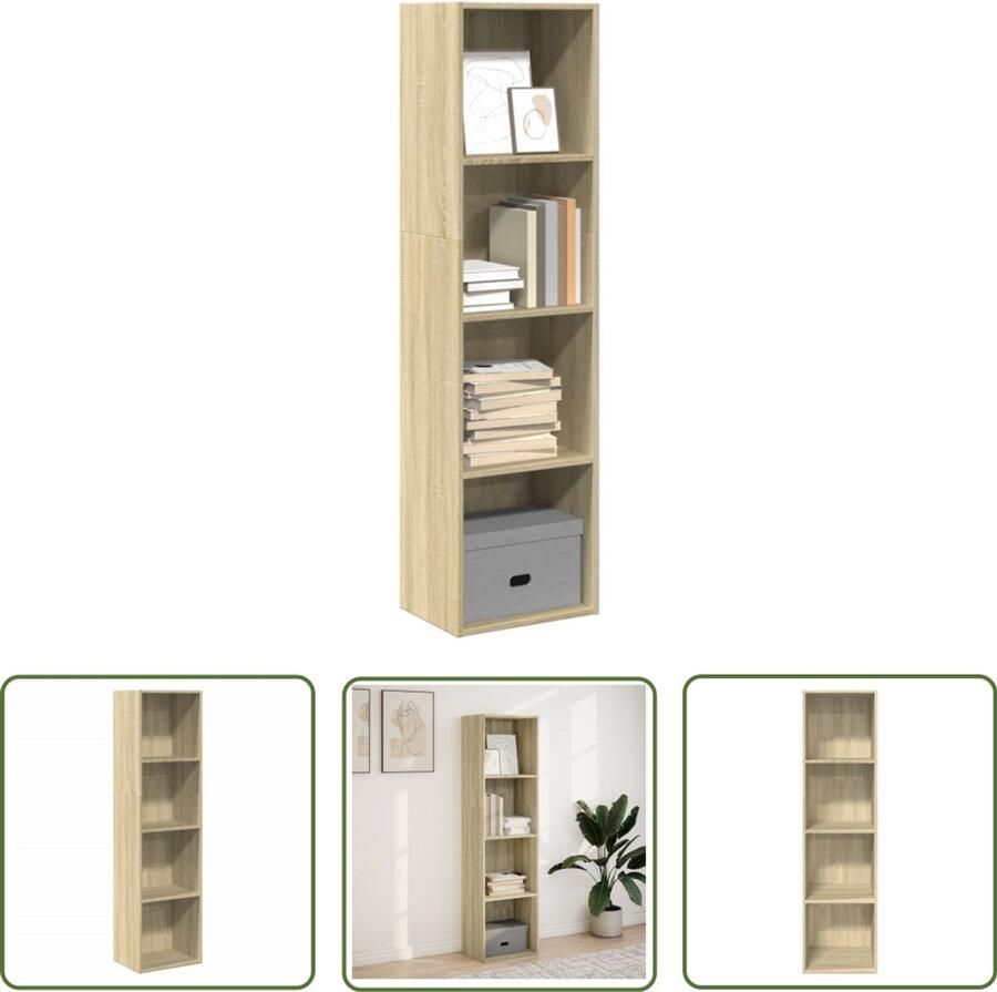 The Living Store Boekenkast 40x30x152 cm bewerkt hout sonoma eikenkleurig Boekenkast Houten Boekenkast Opbergkast Salontafel Tv Tafel