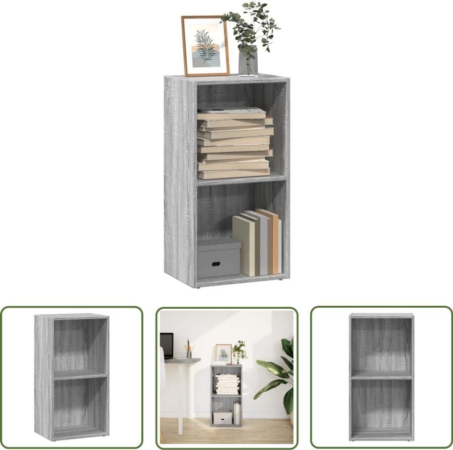 The Living Store Boekenkast 40x30x77 cm bewerkt hout grijs sonoma eikenkleurig Boekenkast Houten Boekenkast Grijze Boekenkast Opbergkast Salontafel - Foto 2