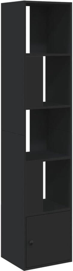 The Living Store Boekenkast 40x36x189 cm bewerkt hout zwart Boekenkast Houten Boekenkast Zwarte Boekenkast Opbergkast Wandkast - Foto 2