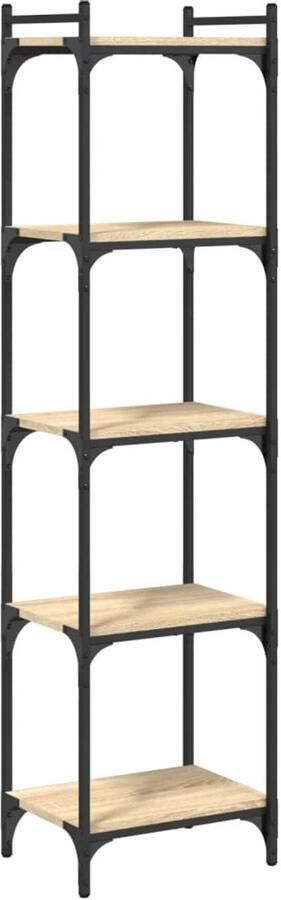 The Living Store Boekenkast 5-laags 40x30x154 cm bewerkt hout sonoma eikenkleur Boekenkast Houten Boekenkast Boekenplank Salontafel Opslagoplossing - Foto 2