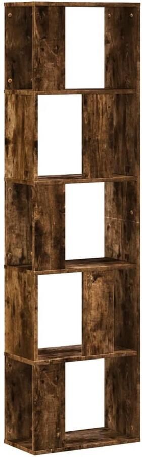 The Living Store Boekenkast 5-laags 45x23 5x162 5 cm bewerkt hout gerookt eiken Boekenkast Houten Boekenkast Boekenplank Opslagoplossing Interieurdecoratie - Foto 2