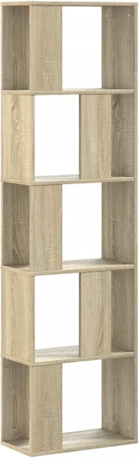 The Living Store Boekenkast 5-laags 45x23 5x162 5 cm bewerkt hout sonoma eiken Boekenkast Houten Boekenkast Sonoma Eiken Boekenkast Opbergkast Bibliotheekkast - Foto 2