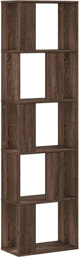 The Living Store Boekenkast 5-laags 45x23 5x162 5 cm hout bruin eikenkleurig Boekenkast Houten Boekenkast Bruine Kast Vintage Boekenkast Opslagoplossing - Foto 3