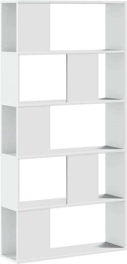 The Living Store Boekenkast 5-laags 80 5x23 5x162 5 cm bewerkt hout wit Boekenkast Houten Boekenkast Witte Boekenkast Kast Open Opslagoplossing - Foto 3