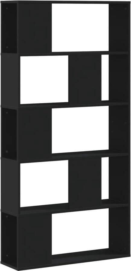 The Living Store Boekenkast 5-laags 80 5x23 5x162 5 cm bewerkt hout zwart Boekenkast Houten Boekenkast Zwarte Boekenkast Opslagoplossing Bibliotheekkast - Foto 2