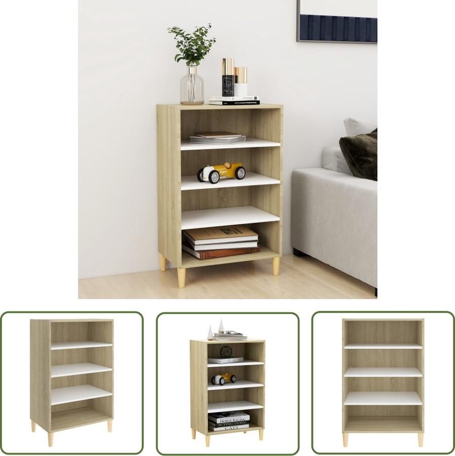 The Living Store Boekenkast 57 x 35 x 90 cm Stevig en duurzaam Wit sonoma eiken