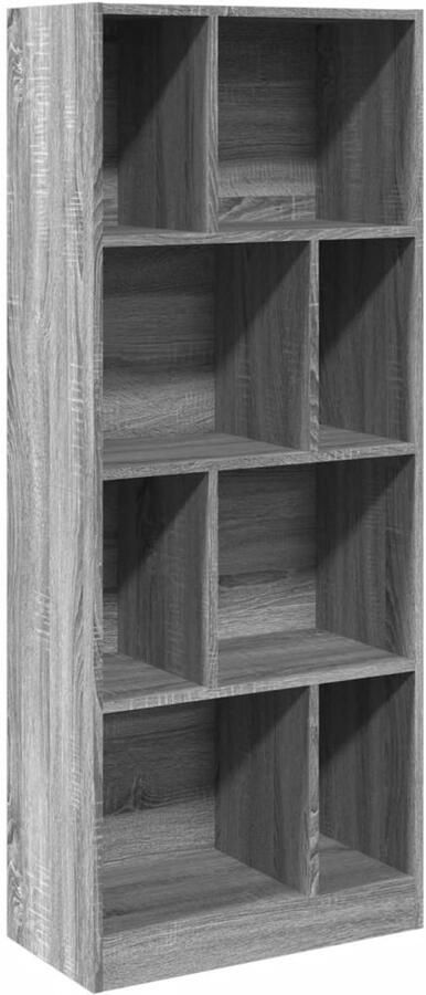 The Living Store Boekenkast 57x28 5x141cm bewerkt hout grijs sonoma eikenkleurig Boekenkast Houten Boekenkast Grijze Boekenkast Sonoma Eiken Opbergkast - Foto 2