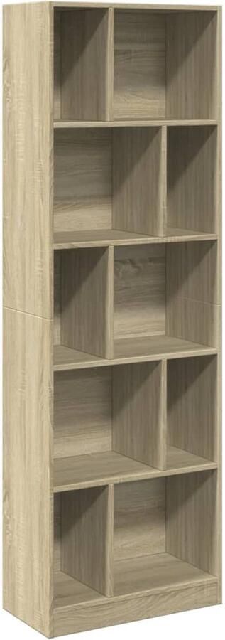 The Living Store Boekenkast 57x28 5x174 cm bewerkt hout sonoma eikenkleurig Boekenkast Houten Boekenkast Sonoma Eiken Opbergkast Interieurdecoratie