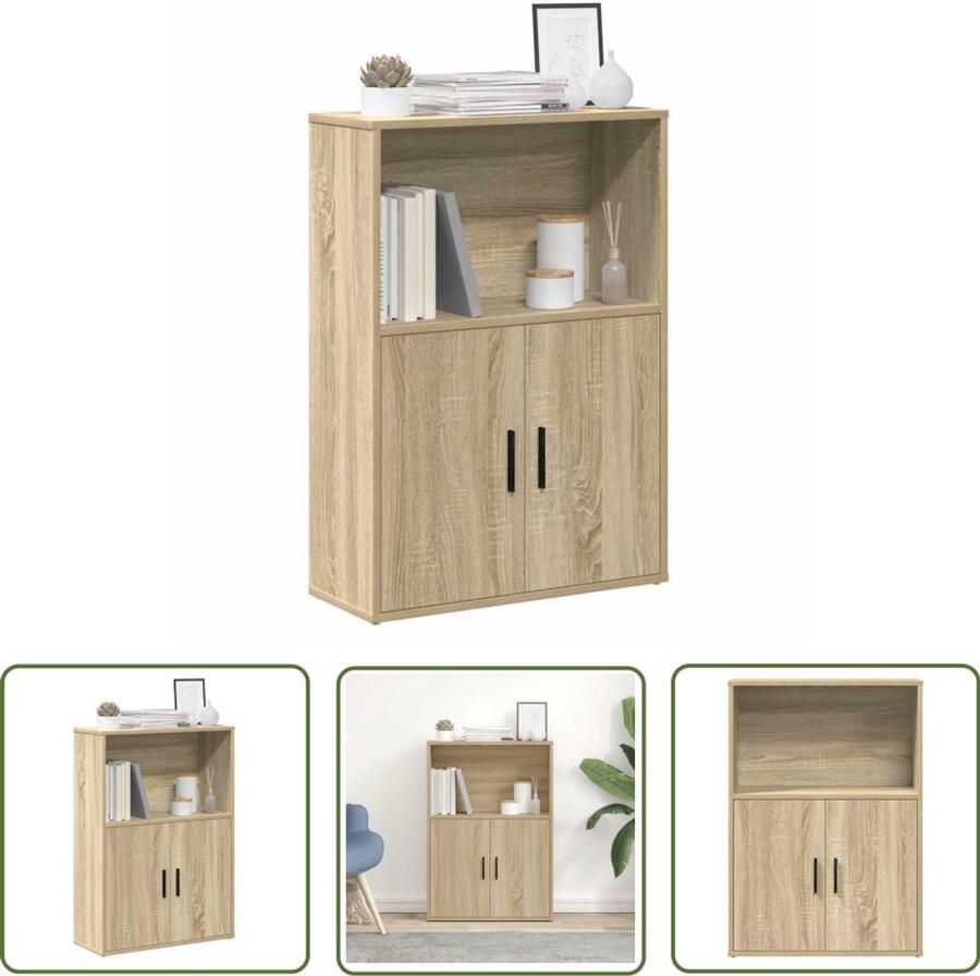 The Living Store Boekenkast 60x24x85 cm bewerkt hout sonoma eikenkleurig Boekenkast Houten Boekenkast Bibliotheekkast Opslagkast Decoratie - Foto 2
