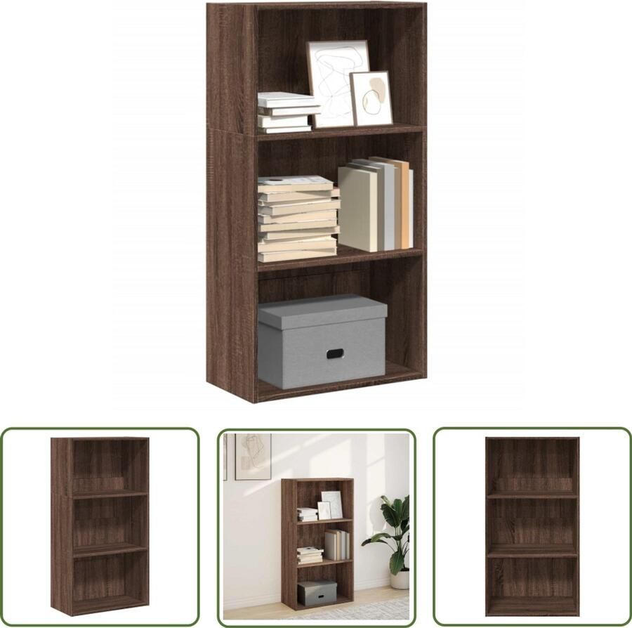 The Living Store Boekenkast 60x30x114 cm bewerkt hout bruin eikenkleurig Boekenkast Houten Kast Opbergkast Bibliotheekkast Livingroom Furniture