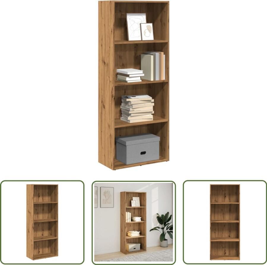 The Living Store Boekenkast 60x30x152 cm bewerkt hout artisanaal eikenkleurig Boekenkast Houten Boekenkast Opbergkast Bibliotheekkast Livingroom Furniture