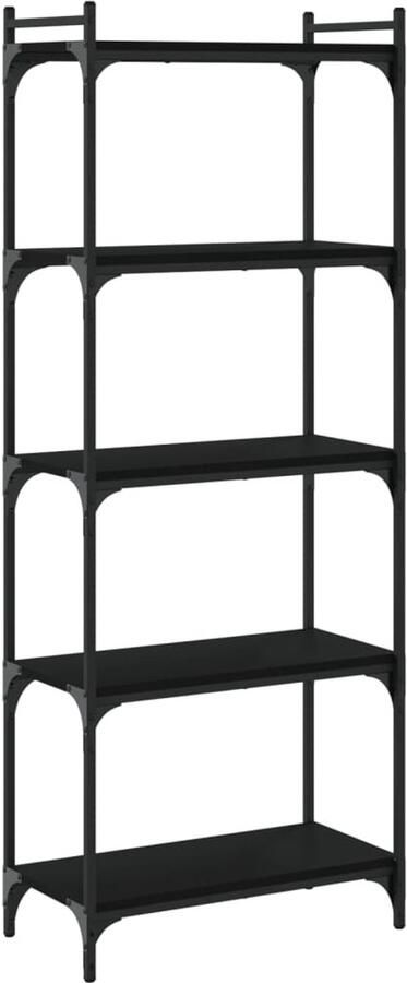 The Living Store Boekenkast 60x30x154 cm Duurzaam bewerkt hout en metaal Boekenkast Houten Boekenkast Boekenplank Bibliotheek Meubilair