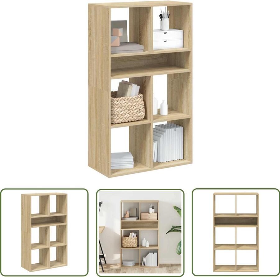 The Living Store Boekenkast 66x31x112 cm bewerkt hout sonoma eikenkleurig Boekenkast Houten Boekenkast Boekenrek Salontafel Tv Tafel