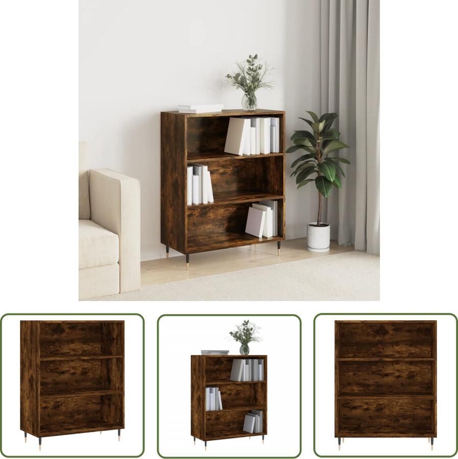 The Living Store Boekenkast 69 5x32 5x90 cm bewerkt hout gerookt eikenkleurig Boekenkast Houten Boekenkast Bruine Boekenkast Modern Boekenkast Gerookte Eiken Boekenkast - Foto 2