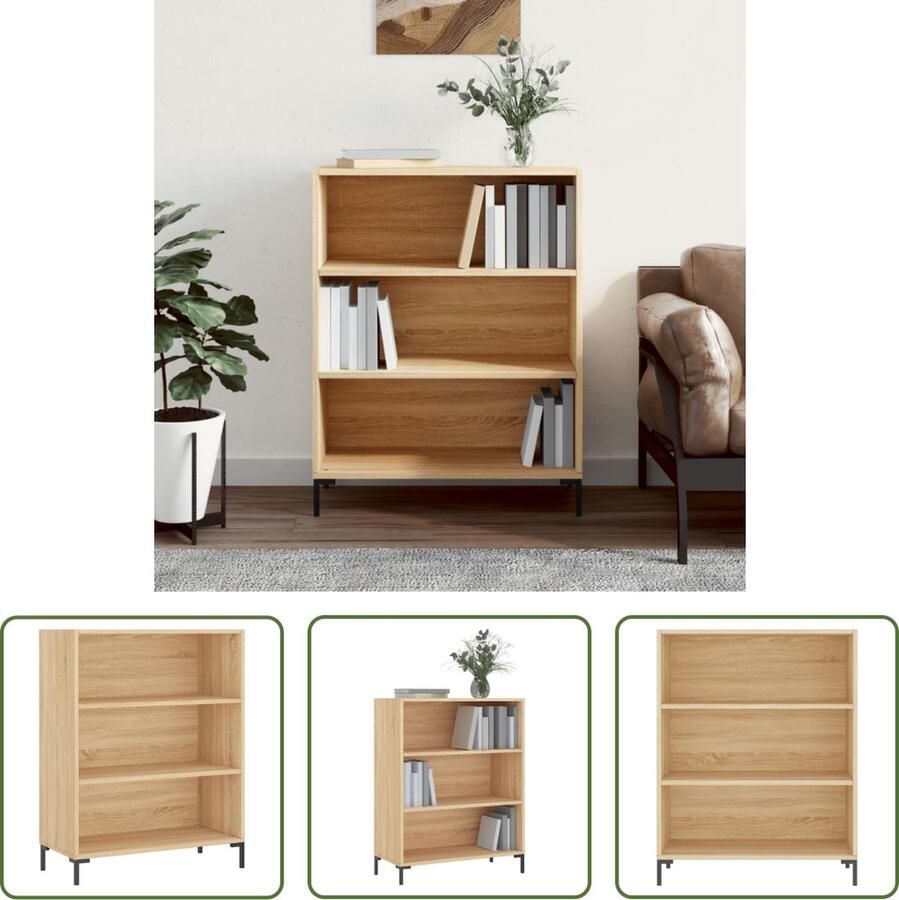 The Living Store Boekenkast 69.5 x 32.5 x 90 cm Sonoma eiken Montage vereist - Foto 2