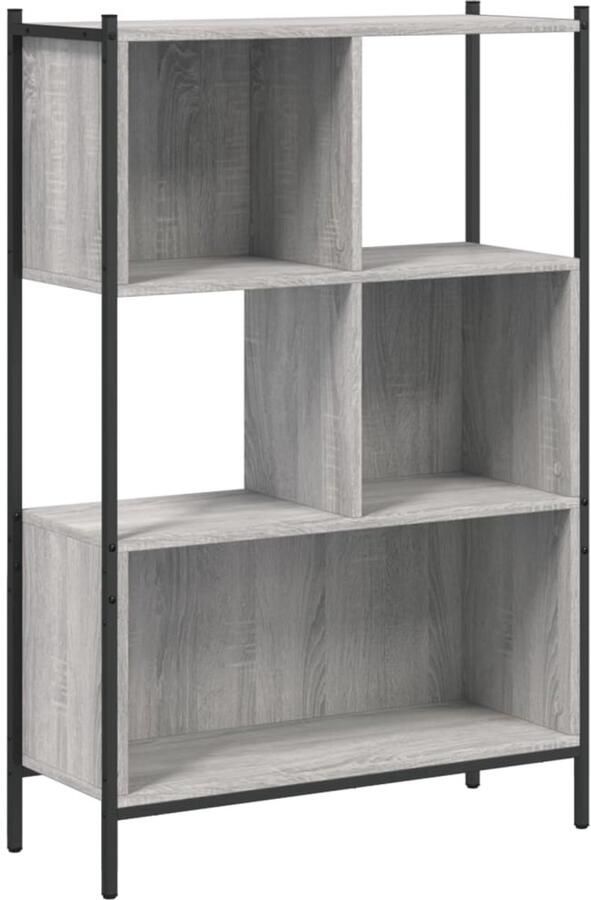The Living Store Boekenkast 72x28x109 cm bewerkt hout grijs sonoma eikenkleurig Boekenkast Industriële Boekenkast Grijze Boekenkast Houten Boekenkast Salontafel - Foto 2