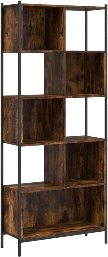 The Living Store Boekenkast 72x28x172 cm bewerkt hout gerookt eikenkleurig Boekenkast Houten Boekenkast Modern Design Bruine Boekenkast Opslagmogelijkheid - Foto 2