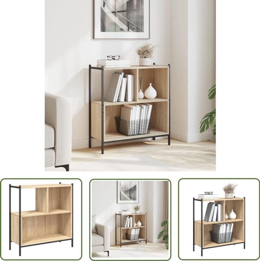 The Living Store Boekenkast 72x28x77 5 cm bewerkt hout sonoma eikenkleurig Boekenkast Houten Boekenkast Sonoma Eiken Boekenplank Opbergkast