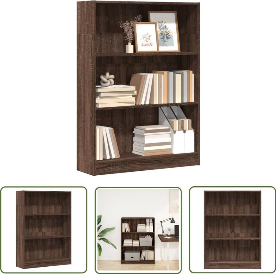 The Living Store Boekenkast 80x24x109 cm bewerkt hout bruin eikenkleur Dynamische Sleutel Sleutelset Gereedschap Drapers Tools Krachtmeter