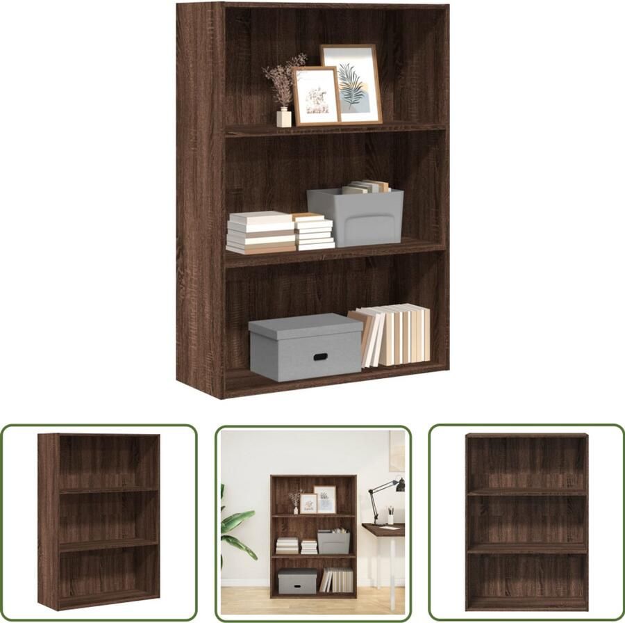 The Living Store Boekenkast 80x30x114 cm bewerkt hout bruin eikenkleurig Boekenkast Houten Boekenkast Opbergkast Bibliotheekkast Vintage Boekenkast