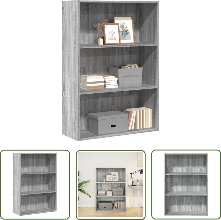 The Living Store Boekenkast 80x30x114 cm bewerkt hout grijs sonoma eikenkleurig Boekenkast Houten Boekenkast Grijze Boekenkast Opbergkast Salontafel
