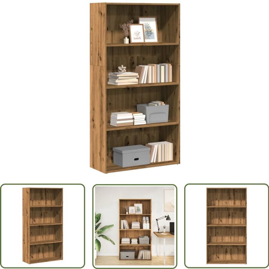 The Living Store Boekenkast 80x30x152 cm bewerkt hout artisanaal eikenkleurig Boekenkast Houten Boekenkast Opslagoplossing Bibliotheekkast Livingroom Furniture