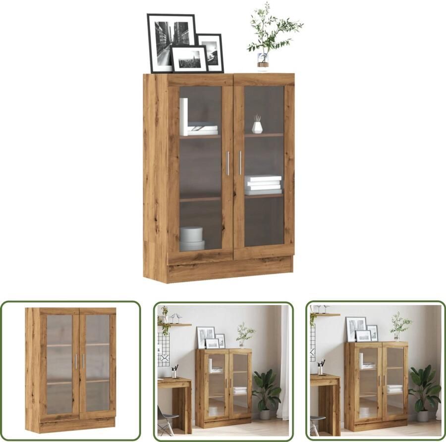 The Living Store Boekenkast 82 5x30 5x115 cm bewerkt hout artisanaal eikenkleur Boekenkast Houten Boekenkast Bibliotheekkast Opslagkast Vintage Boekenkast