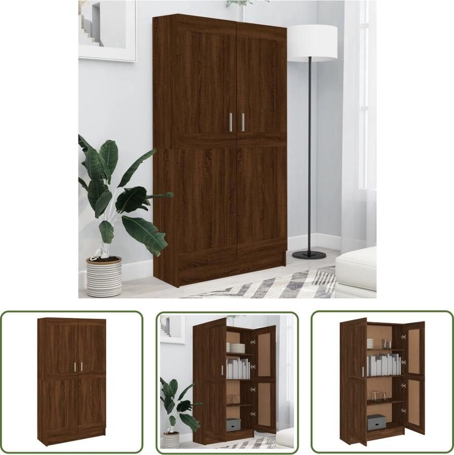 The Living Store Boekenkast 82 5x30 5x150 cm bewerkt hout bruin eikenkleur Boekenkast Houten Boekenkast Bruin Boekenkast Vintage Boekenkast Bibliotheekkast - Foto 2