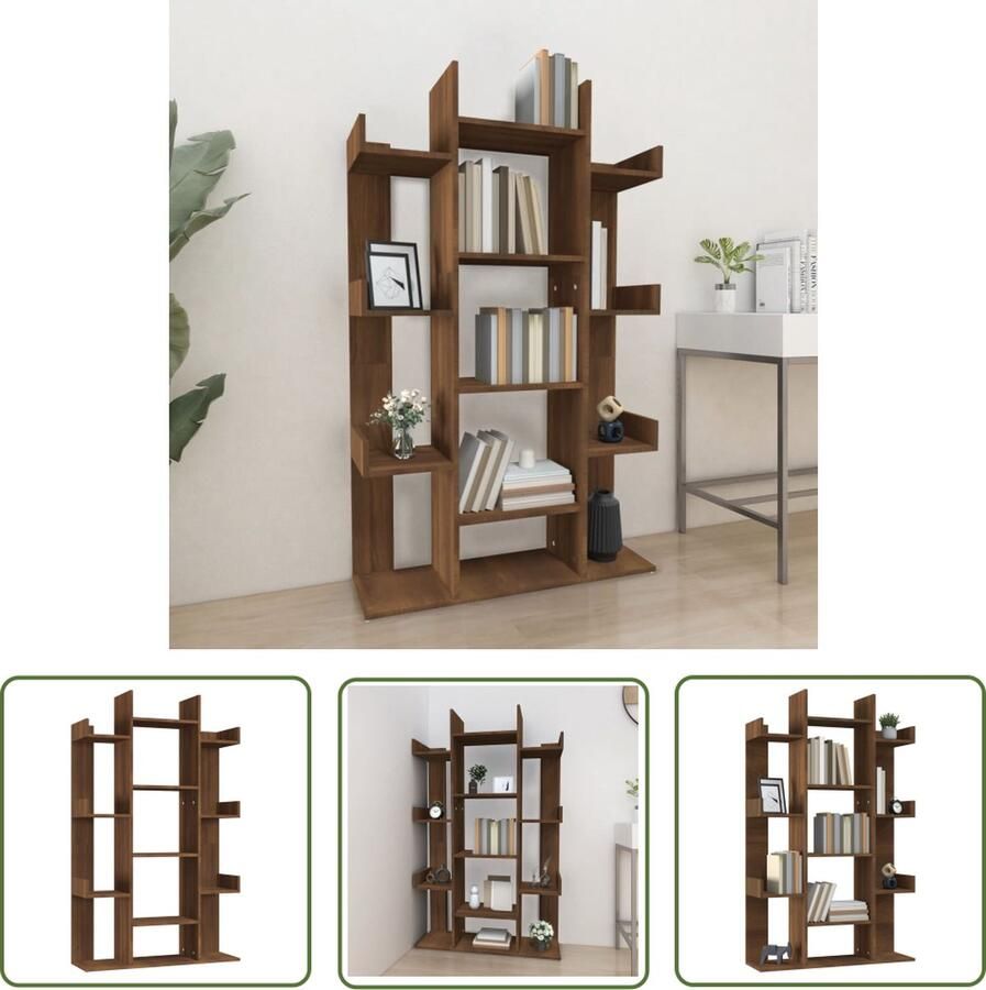 The Living Store Boekenkast Bruineiken 86 x 25.5 x 140 cm Duurzaam materiaal Boekenkast Houten Boekenkast Bruin Boekenkast Vintage Boekenkast Bibliotheek - Foto 2