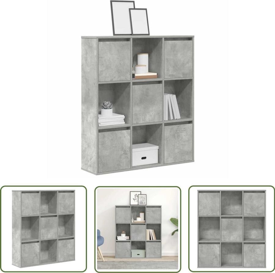 The Living Store Boekenkast 89x24x101 5 cm bewerkt hout betongrijs Boekenkast Houten Boekenkast Betonnen Grijze Boekenkast Opslagoplossing Bibliotheek