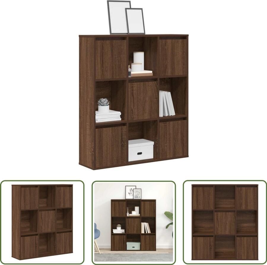 The Living Store Boekenkast 89x24x101 5 cm bewerkt hout bruin eikenkleurig Boekenkast Houten Boekenkast Bibliotheekkast Opslagkast Woonaccessoires