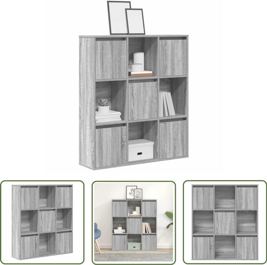 The Living Store Boekenkast 89x24x101 5 cm bewerkt hout grijs sonoma eikenkleur Boekenkast Houten Boekenkast Grijze Boekenkast Bibliotheekkast Opslagkast
