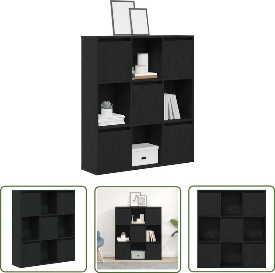 The Living Store Boekenkast 89x24x101 5 cm bewerkt hout zwart eikenkleurig Boekenkast Houten Boekenkast Zwarte Boekenkast Eiken Boekenkast Opbergkast