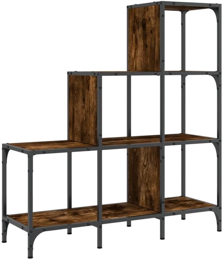 The Living Store Boekenkast 92x30x102 cm bewerkt hout en metaal gerookt eiken Boekenkast Houten Boekenkast Bruine Boekenkast Vintage Boekenkast Industriële Boekenkast - Foto 2