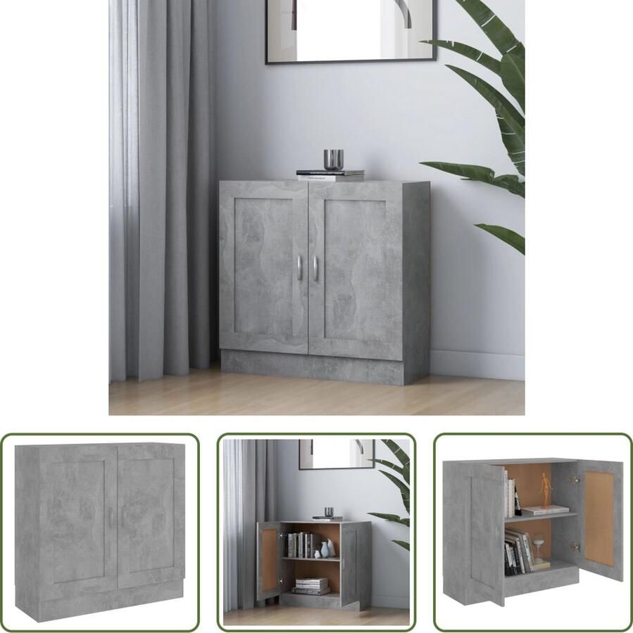 The Living Store Boekenkast Betongrijs 82.5 x 30.5 x 80 cm Stevig en ruim Boekenkast Houten Boekenkast Grijze Boekenkast Boekenplank Opslagmeubel - Foto 2