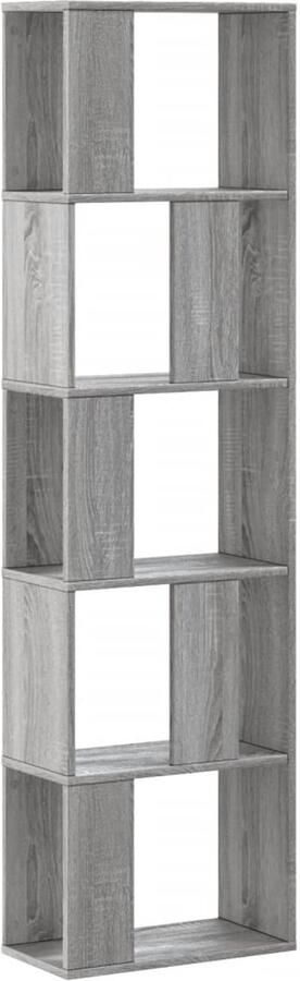 The Living Store Boekenkast 5-laags 45x23 5x162 5 cm bewerkt hout grijs sonoma Boekenkast Houten Boekenkast Grijze Boekenkast Eiken Boekenkast Opslagoplossing - Foto 2