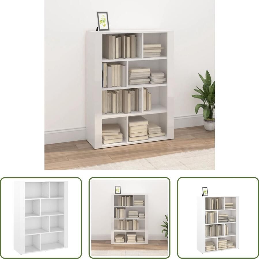 The Living Store Dressoir 80x30x106 cm bewerkt hout hoogglans wit Keukenkast