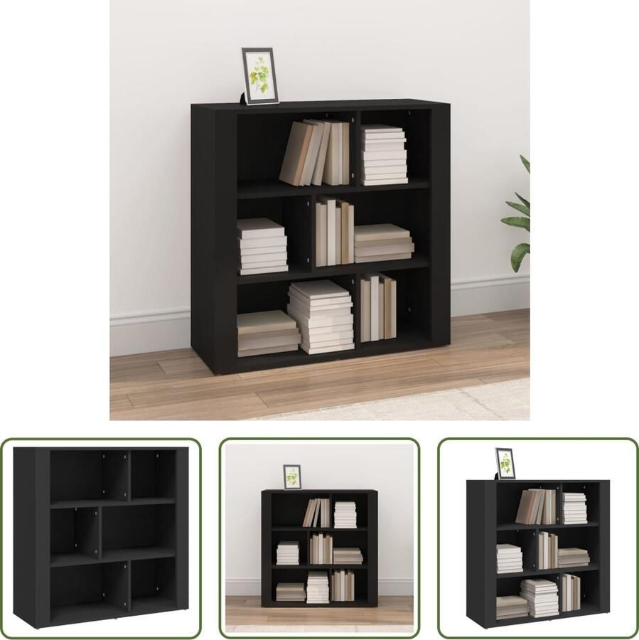 The Living Store Dressoir 80x30x80 cm bewerkt hout zwart Keukenkast