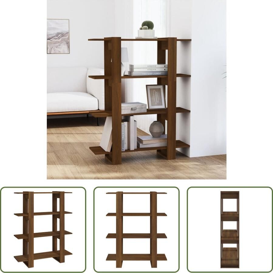 The Living Store Boekenkast Bruineiken 100x30x123.5 cm (BxDxH) Montage vereist - Foto 2