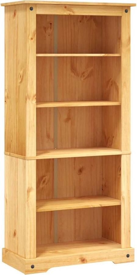 The Living Store Boekenkast Corona Hoogwaardig grenenhout 81 x 40 x 170 cm Bruin Met 5 schappen Eenvoudig te monteren Boekenkast Bibliotheek Houten Boekenkast Corona Stijl Rustic - Foto 2