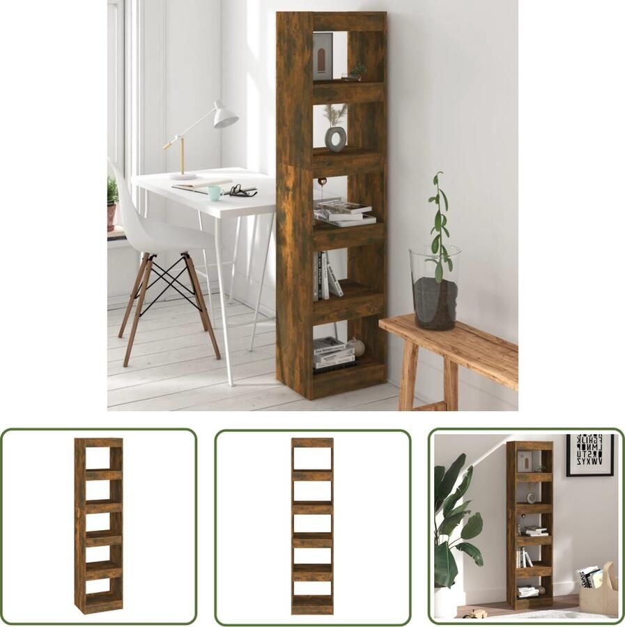 The Living Store Boekenkast Gerookt Eiken 40x30x166 cm Montage vereist