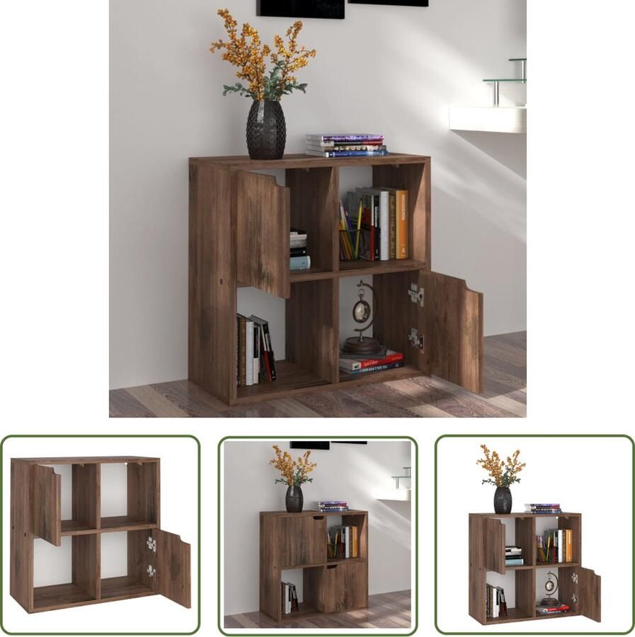 The Living Store Boekenkast Gerookt Eiken 60 x 27.5 x 59.5 cm Wandmontage - Foto 2
