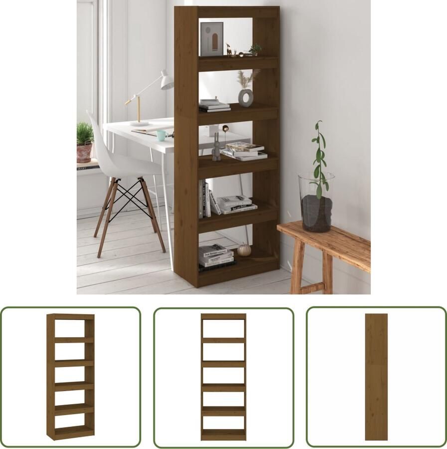 The Living Store Boekenkast Grenenhout 60 x 30 x 167.5 Honingbruin - Foto 2