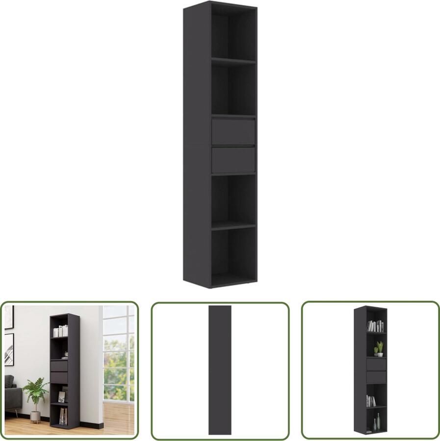 The Living Store Boekenkast Grijs 36 x 30 x 171 cm Spaanplaat