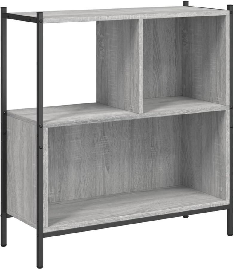 The Living Store Boekenkast 72x28x77 5 cm bewerkt hout grijs sonoma eikenkleur Boekenkast Grijze Boekenkast Houten Boekenkast Sonomane Boekenkast Opbergkast - Foto 3